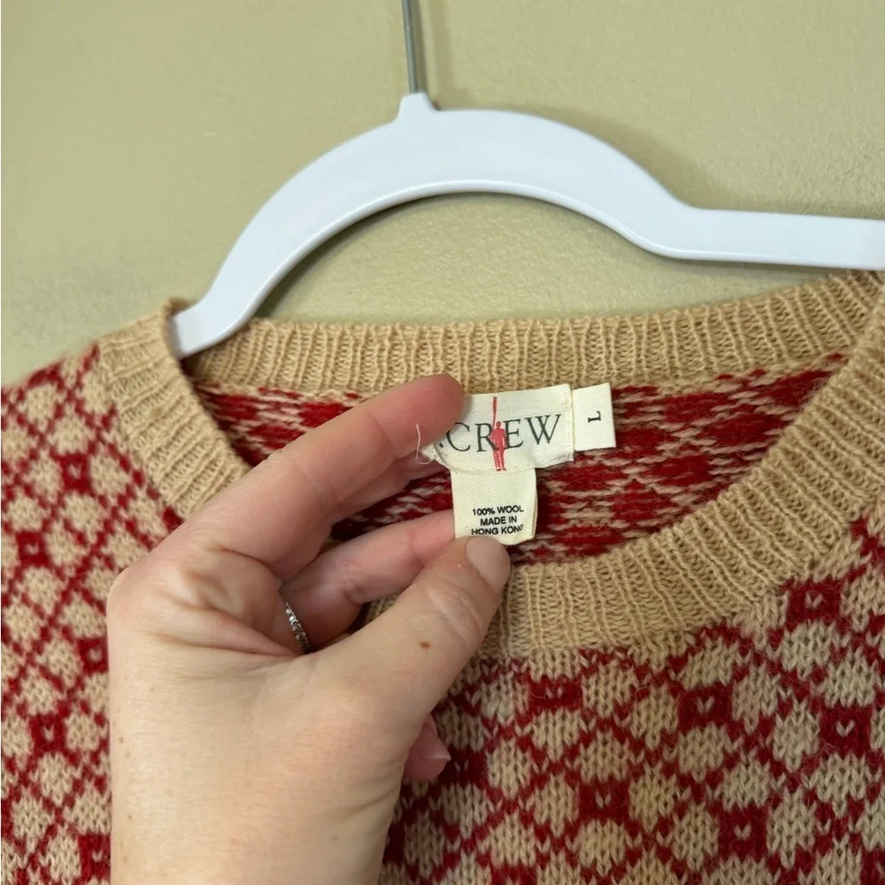J. Crew Vintage Oarsman Geometric Patterned Wool Crewneck Sweater